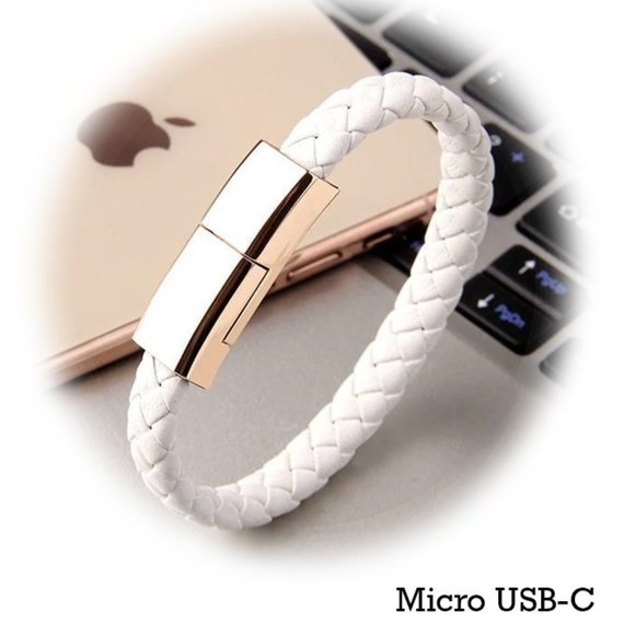 My Bead Emporium Other - White Men's leather bracelet with USB-c drive.